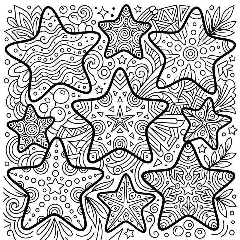 Explore the captivating world of the ocean with this unique Pop Art Cushion Stars coloring page. Featuring bold outlines and intricate patterns, it promises a vibrant and creative escape for all ages.