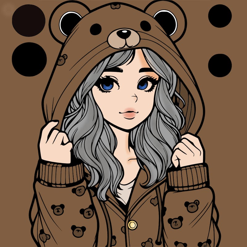 realistic girl in a animal pjs hoodie
