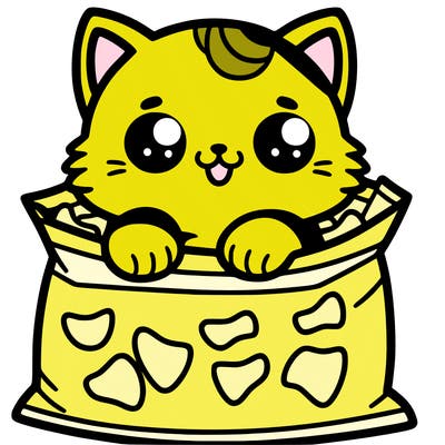 a cat in a chip bag