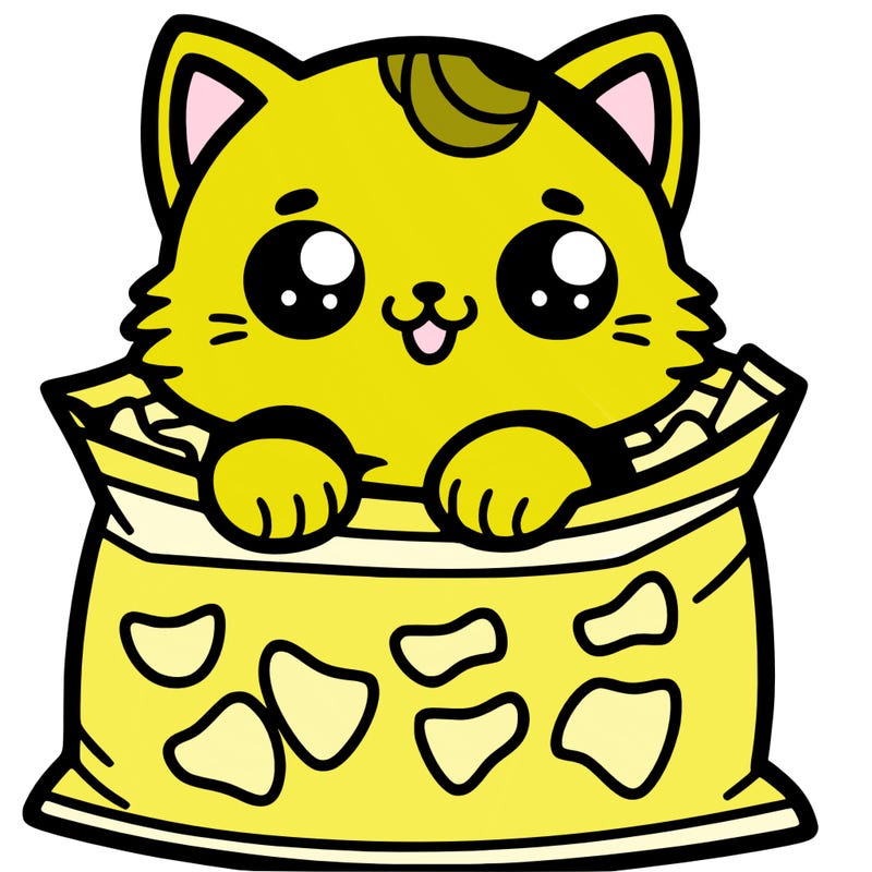 a cat in a chip bag