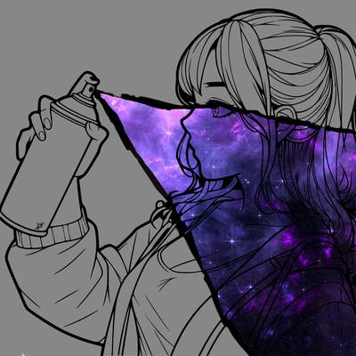 a realistic girl spray, painting