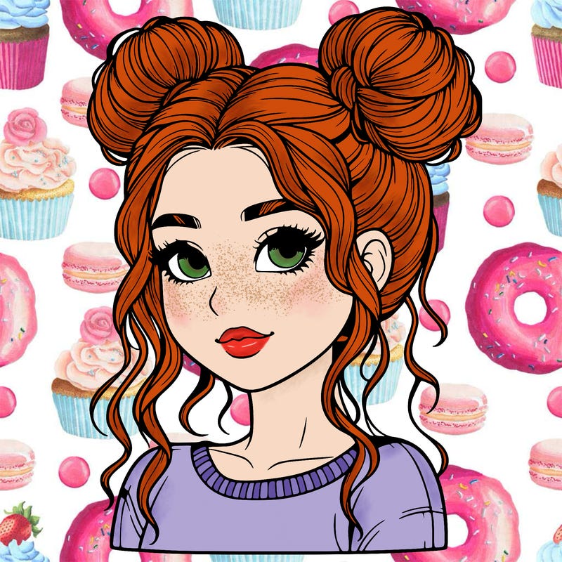 realistic girl with two buns in her hair