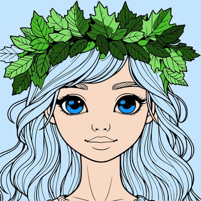 realistic girl with fall leaf crown