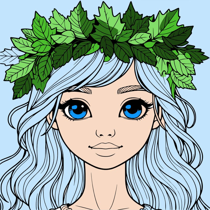 realistic girl with fall leaf crown