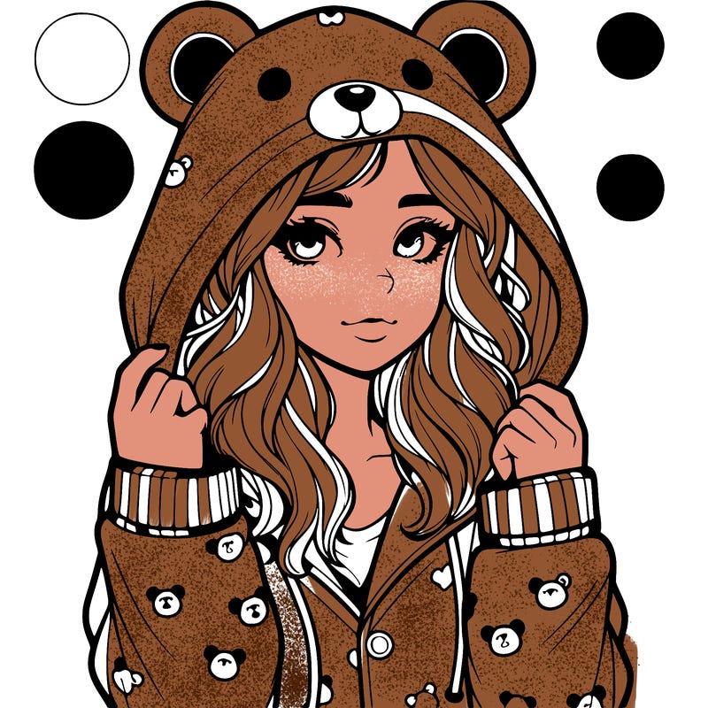 realistic girl in a animal pjs hoodie