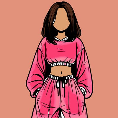 realistic girl faceless with baggy pants and a crop top