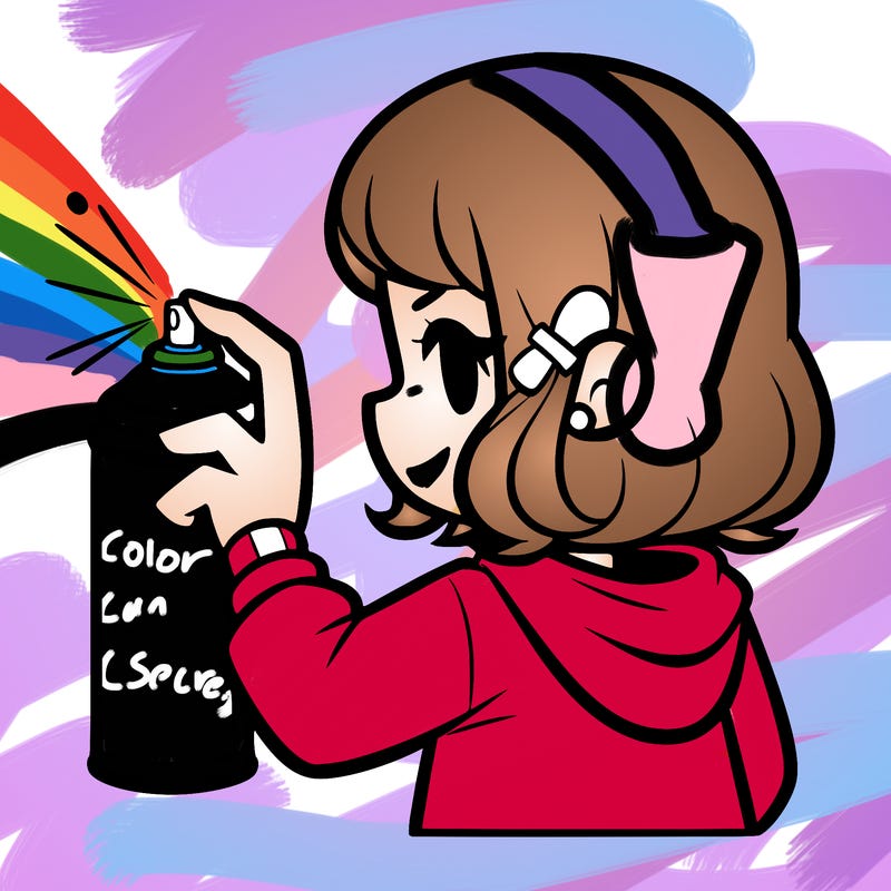 girl with a spray can facing her