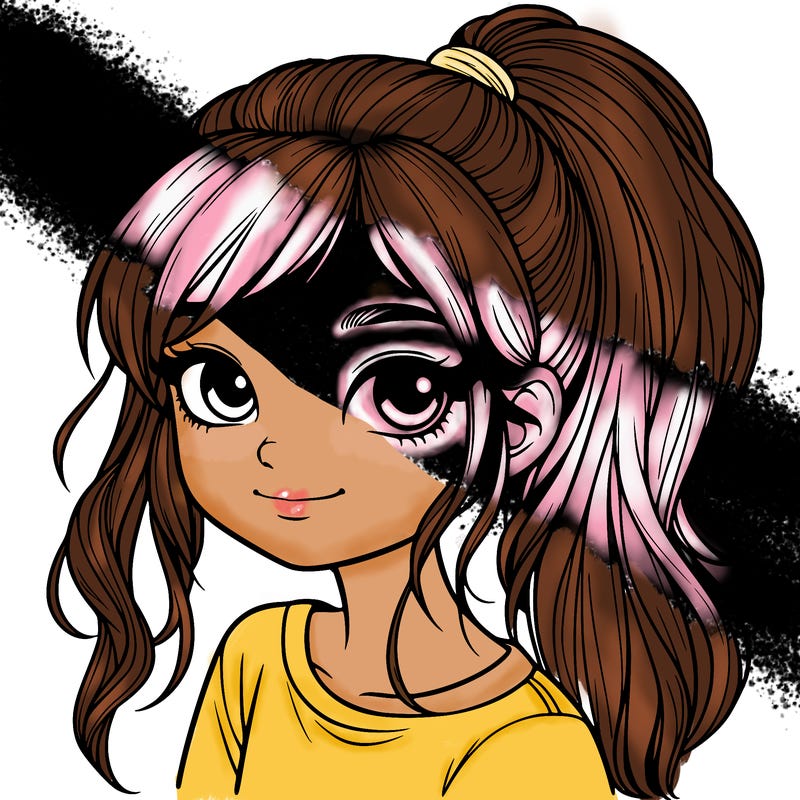 realistic girl with ponytail