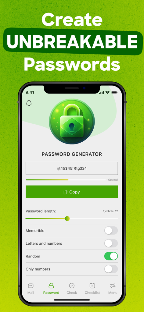 Oberfläche der Digital Armor App, die das Tool zur Generierung starker Passwörter zeigt.