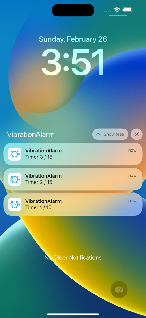 Silent vibration alarm notifications on an iPhone lock screen
