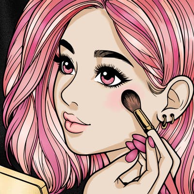 a realistic girl doing her makeup