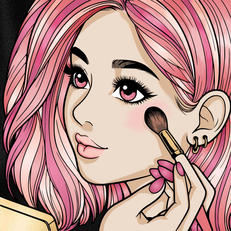 a realistic girl doing her makeup