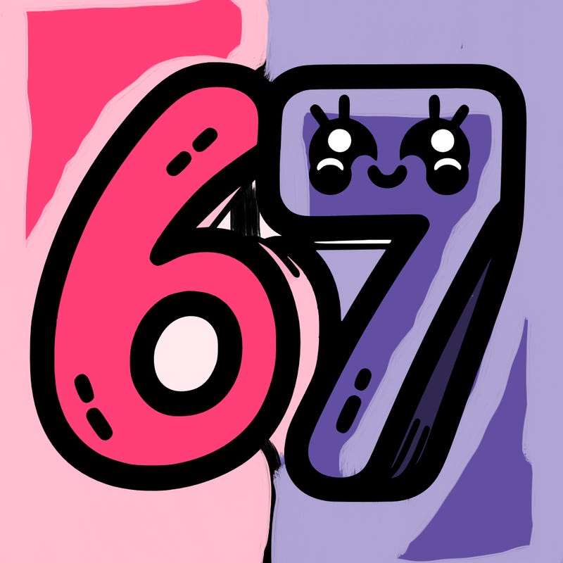 the numbers 67