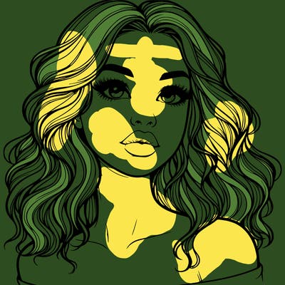 realistic girl with wavy hair and lips