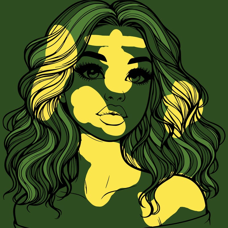 realistic girl with wavy hair and lips