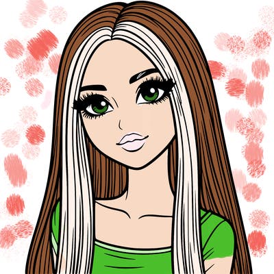 realistic girl with straight and long hair