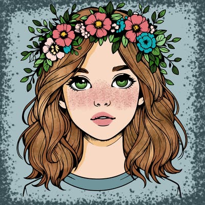 realistic girl with flower crown