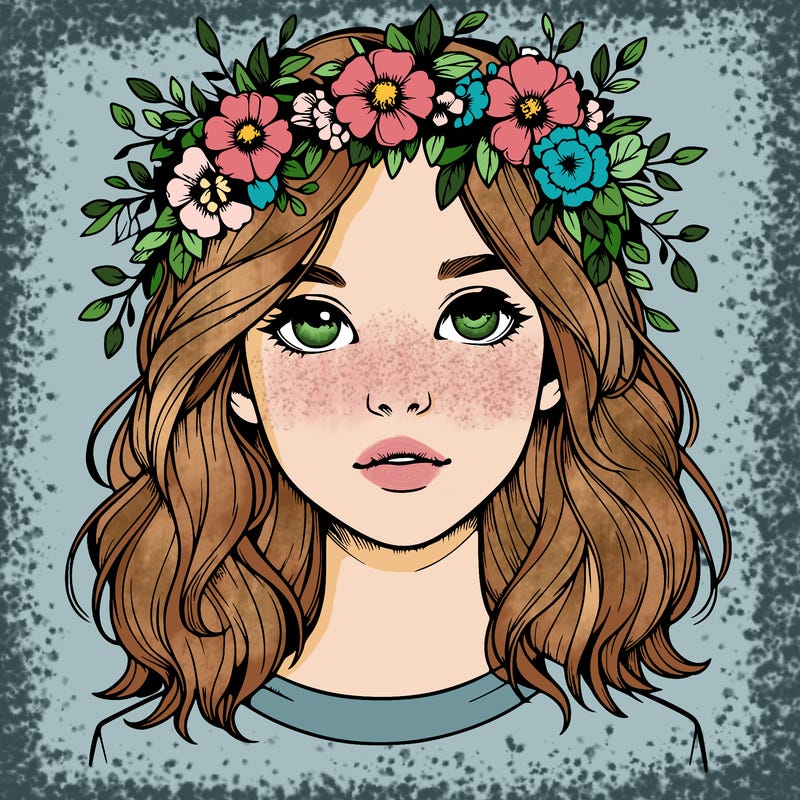 realistic girl with flower crown