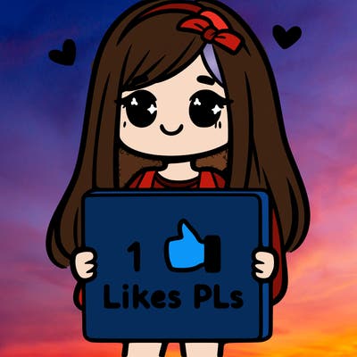 girl holding a sign saying 10 likes pls