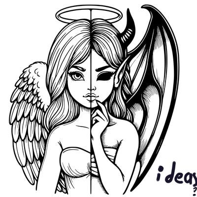 realistic angel half demon