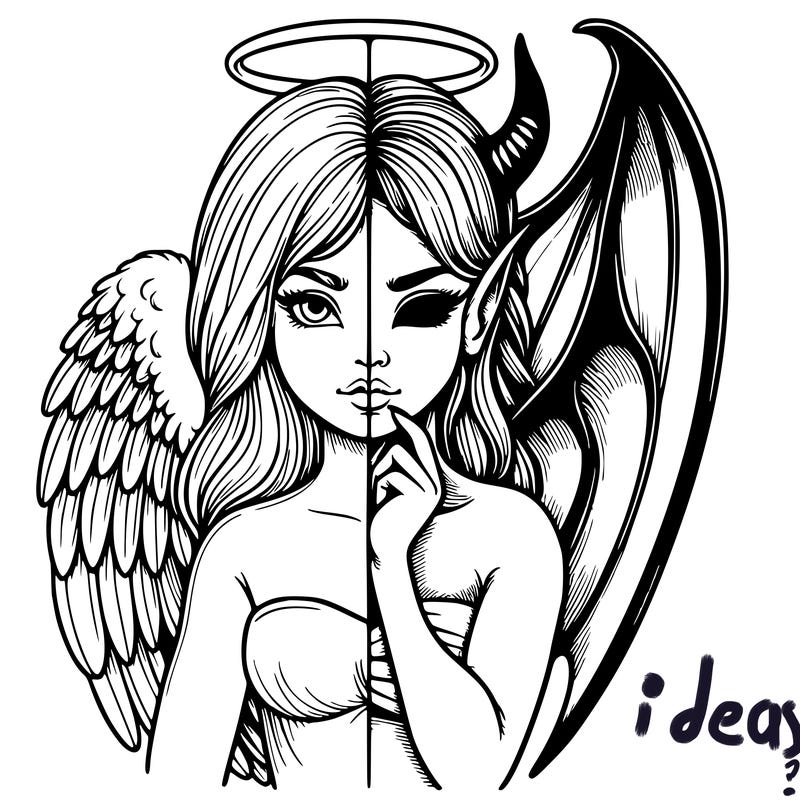 realistic angel half demon