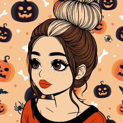 realistic girl with bun