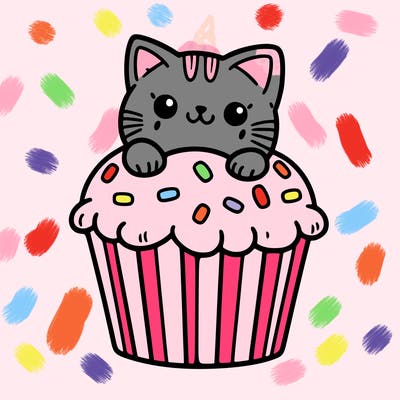 cat in a cupcake
