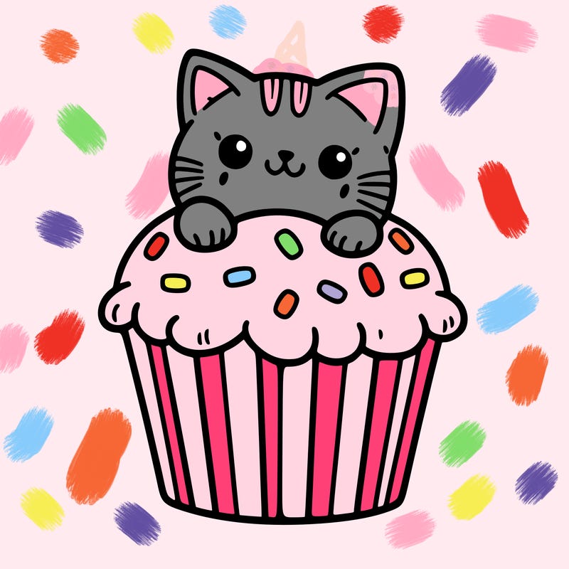 cat in a cupcake