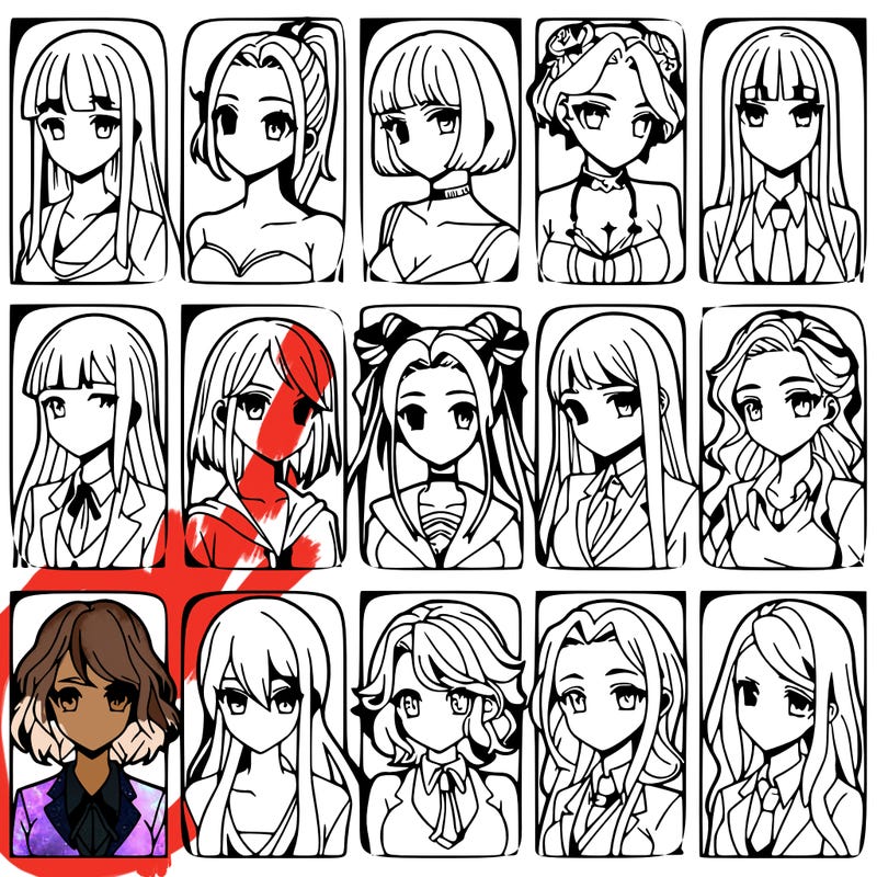 girls that look diffrent anime