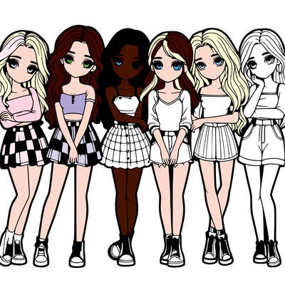 a group of girls realistic