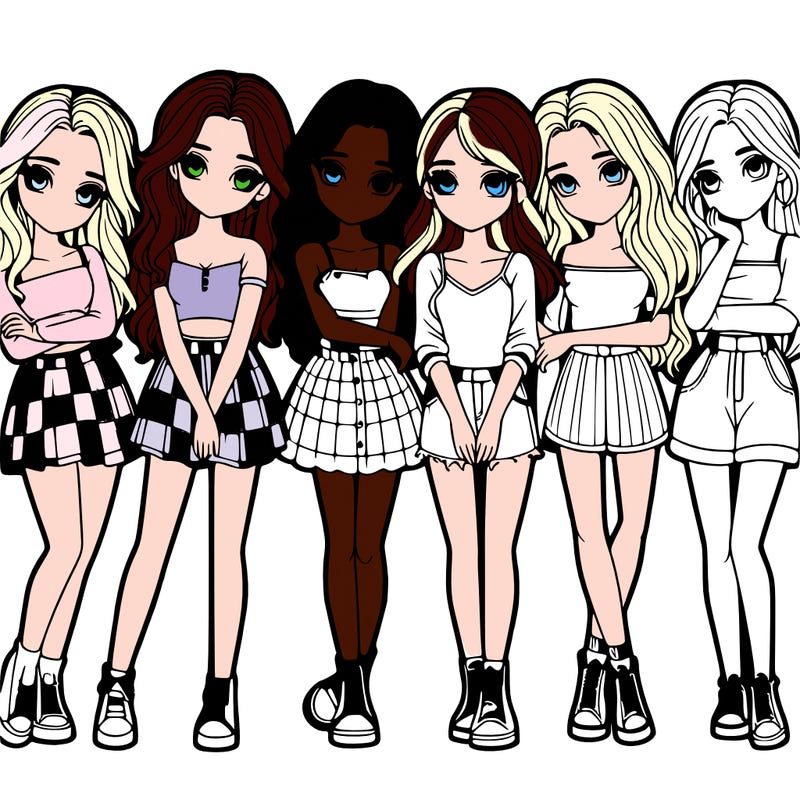 a group of girls realistic