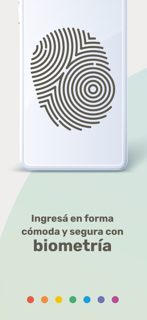 BANCA CREDICOOP - Pantalla de inicio de sesión biométrico seguro de la app Banca Credicoop con un gran ícono de huella digital en la pantalla de un smartphone