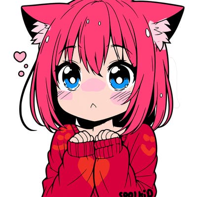 shy anime catgirl