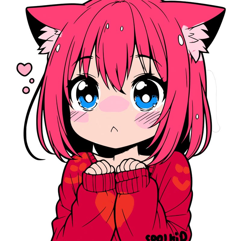 shy anime catgirl