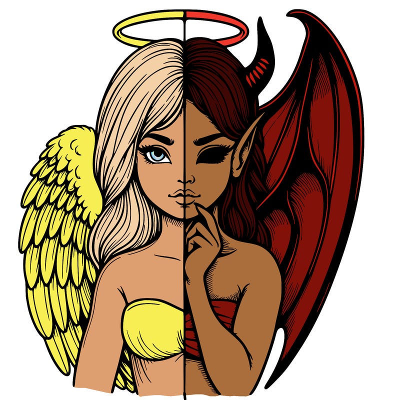 realistic angel half demon