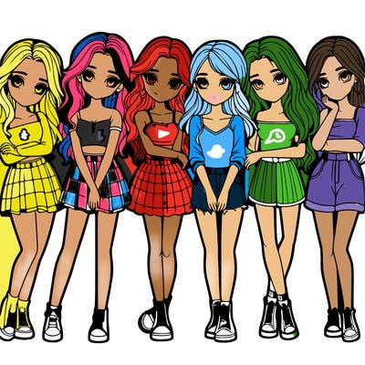 a group of girls realistic