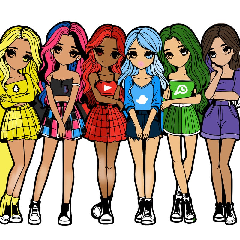 a group of girls realistic