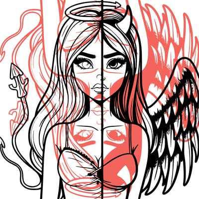 devil vs angel realistic girl
