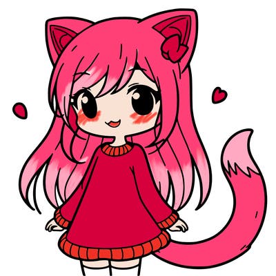 girl with cat ears and tail