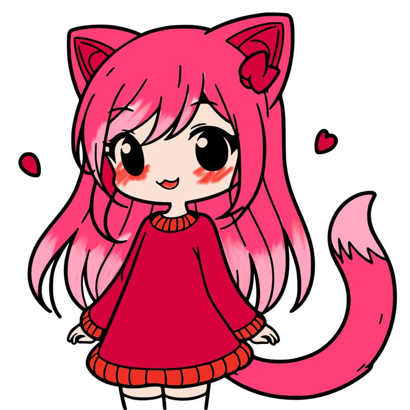girl with cat ears and tail