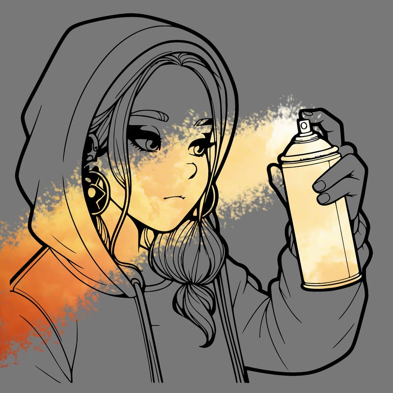 a realistic girl, spray painting