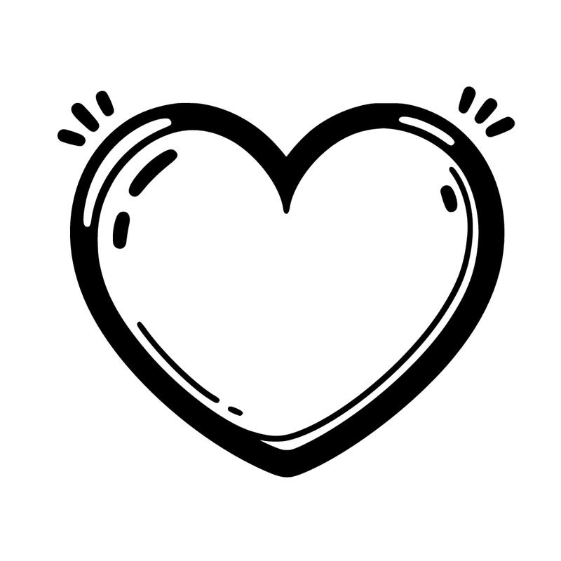 white heart with no out line