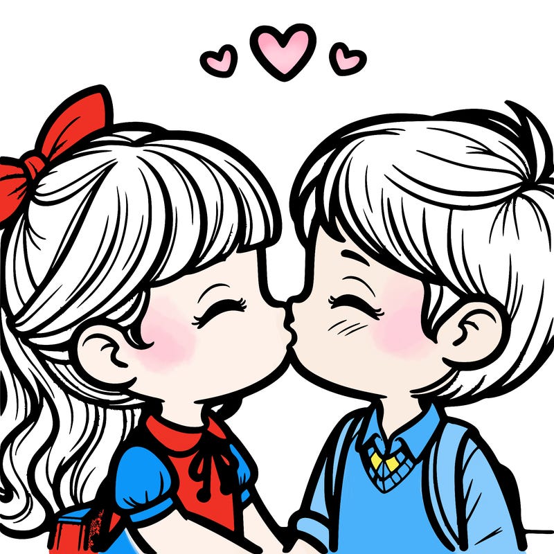 boy and girl kissing