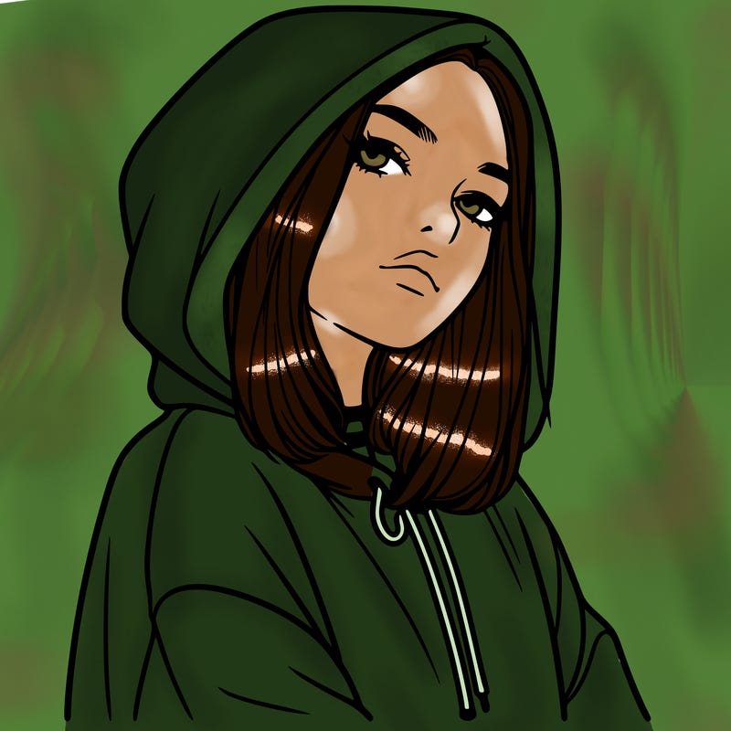 a realistic girl in a hoodie