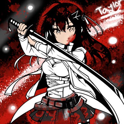 anime girl with sword in cool pose