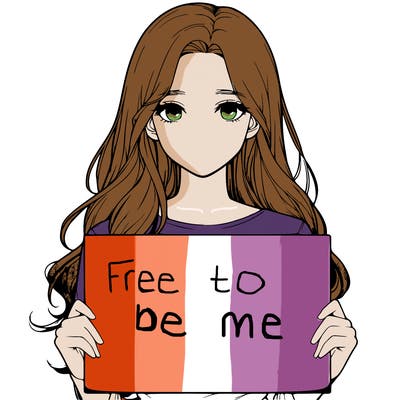 realistic girl with long hair holding a blank sign