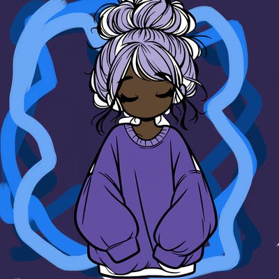 girl with baggy sweatshirt and messy bun