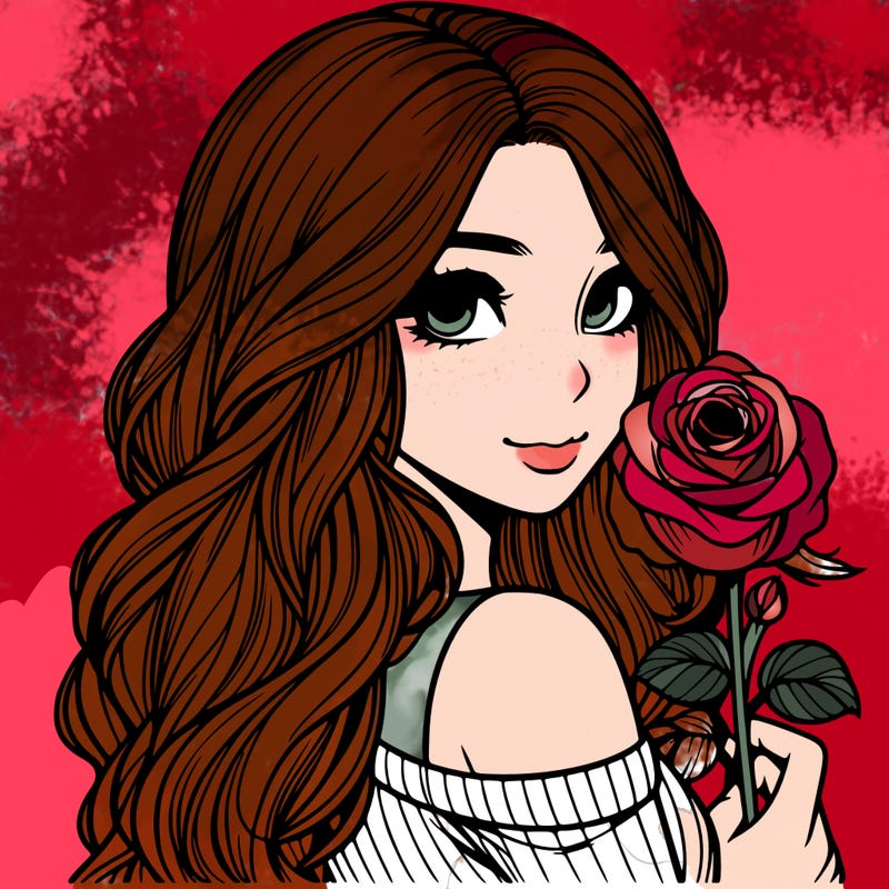 realistic girl with rose