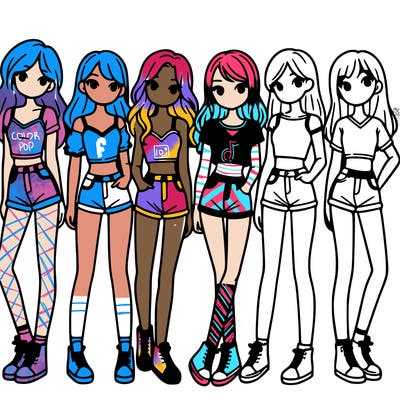 a group of girls wearing crop tops and shorts