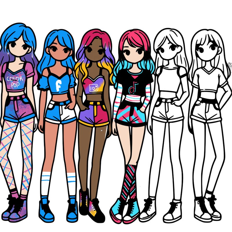 a group of girls wearing crop tops and shorts